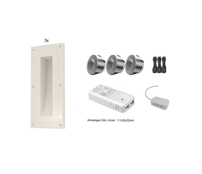 NAMA 20 Trimless wand spot - 3x set Dimbaar warm wit DALI 35mm 2700K - Afbeelding 1