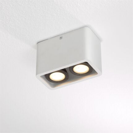 Plafond lamp wit 2l "Bronx" opbouwspot 13x7x8,5cm excl GU10