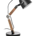 Vloer lamp zwart/hout 1l "Cooper" 58h snoerschak E14