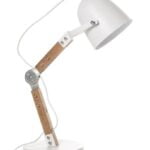 Vloer lamp wit/hout 1l "Cooper" 58h snoerschak E14