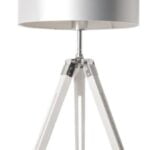 Vloer lamp wit/chroom 1l "Jewel" 67h kap Ø35cm snoerschak E27