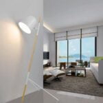 Vloer lamp wit 1l "Sensa" 150h kap 27x27cm snoerschak E27